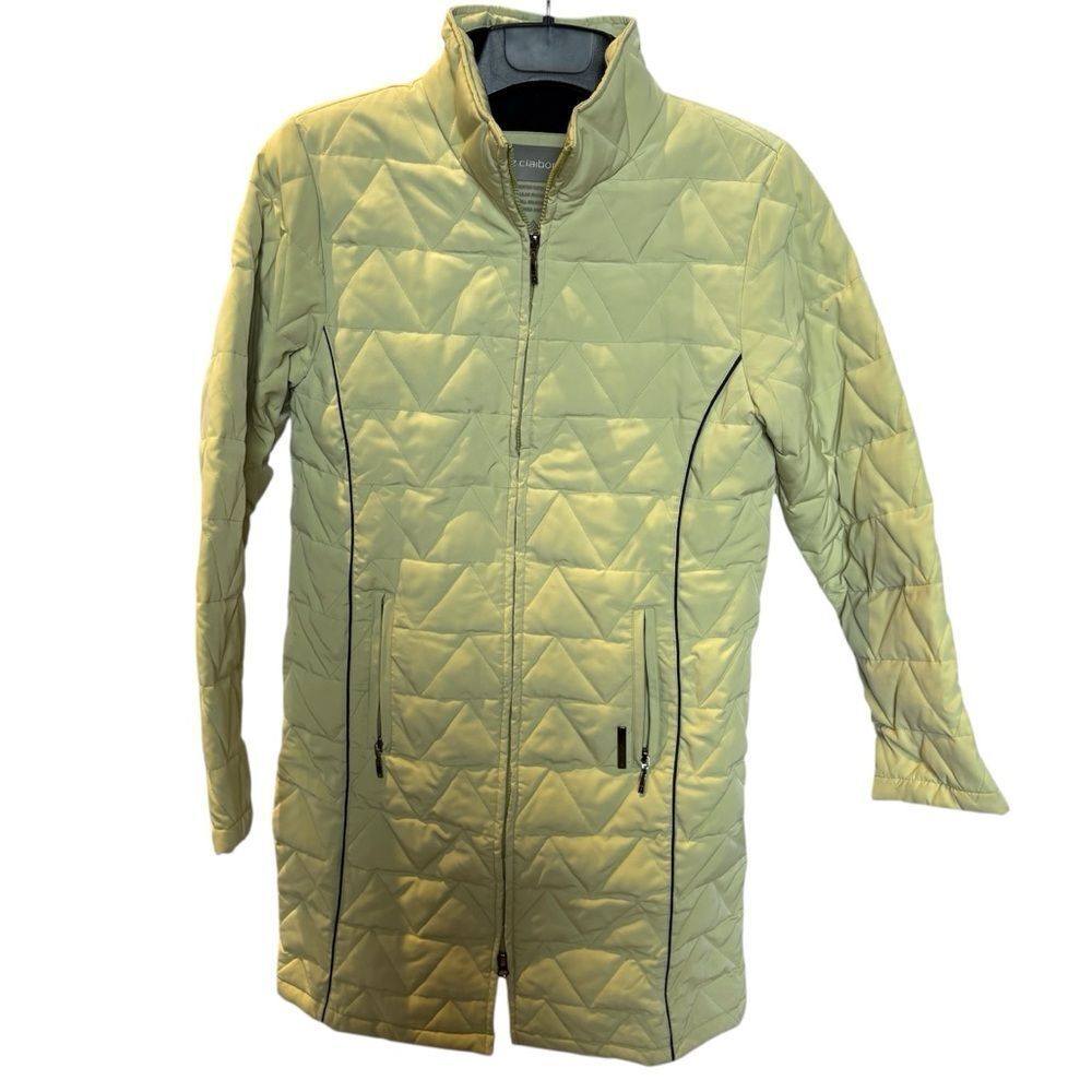 Liz Claiborne Women's Quilted Long Puffer Coat in Lime Green Full zip Size Small